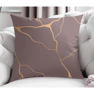 Elegant Modern Abstract Gold Vein Design Mauve Cushion