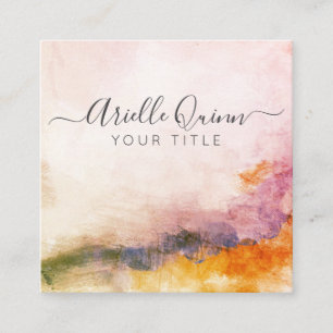 Elegant Modern Abstract Painted Brushstrokes Square Business Card