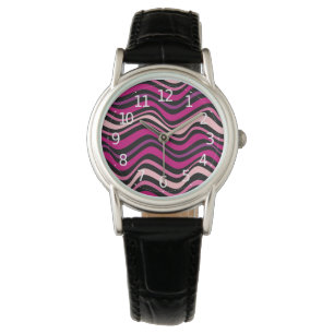 Elegant Modern Abstract Pink Waves Pattern   Watch