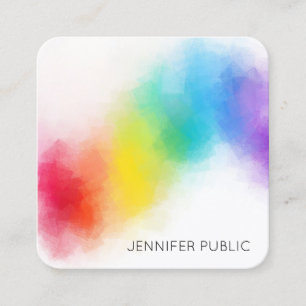 Elegant Modern Abstract Rainbow Colours Template Square Business Card