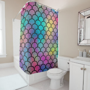 Elegant Modern Abstract Rainbow Scales Pattern Shower Curtain