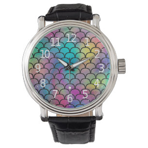 Elegant Modern Abstract Rainbow Scales Pattern Watch