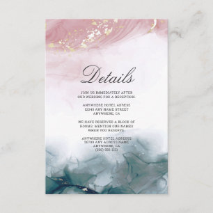 Elegant Modern Alcohol Ink Bush Blue Watercolor Enclosure Card