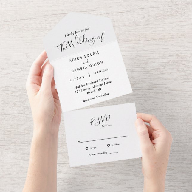 Elegant Modern All In One Wedding Invitation (Tearaway)
