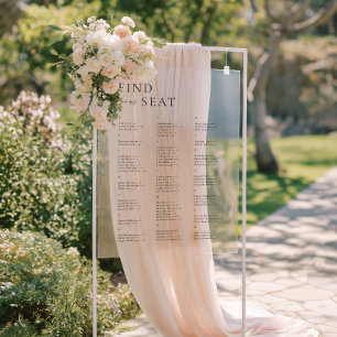 Elegant Modern Alphabetical Find Your Seat Wedding Acrylic Sign