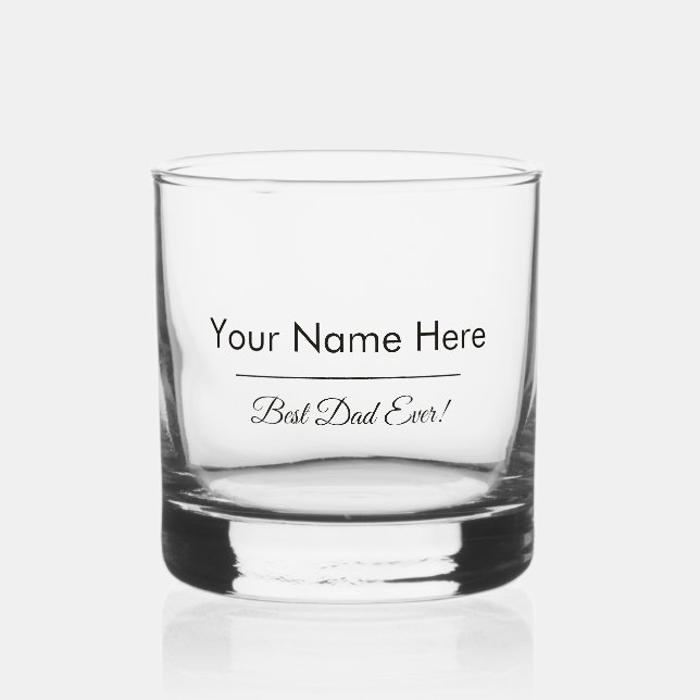 Elegant, Modern and Simple Personalised Dad's Name Whiskey Glass (Front)