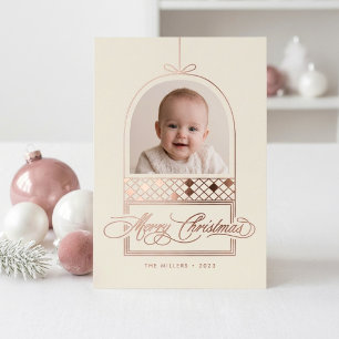 Elegant Modern Arch Bow Ornament Christmas Photo