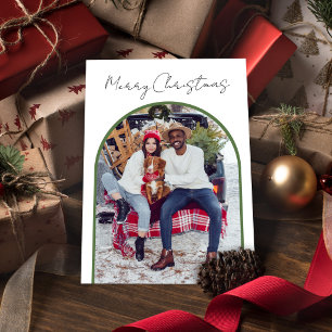Elegant Modern Arch Family Photo Christmas Holiday Card