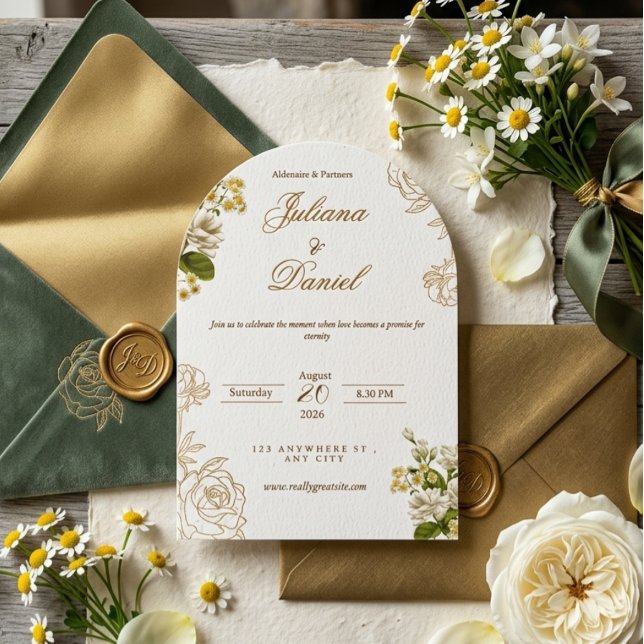 Elegant Modern Arch Floral Wedding Invitation  (Creator Uploaded)