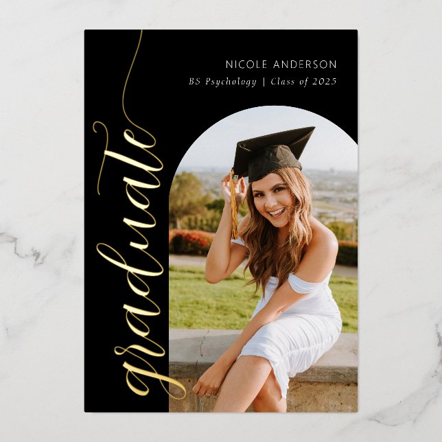 Elegant Modern Arch Graduation Photo Script (Front)