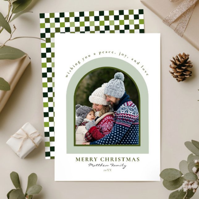Elegant Modern Arch Photo Christmas Holiday Card (Creator Uploaded)
