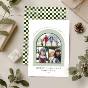 Elegant Modern Arch Photo Collage Christmas Holiday Card