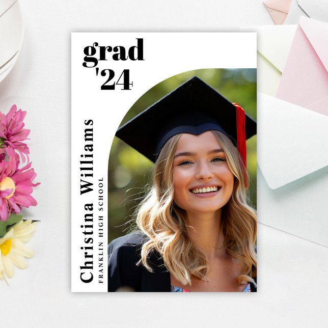 Elegant Modern Arch Photo High School Graduation Announcement (Elegant Modern Arch Photo High School Graduation Announcement)