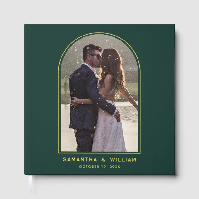 Elegant Modern Arch Photo Wedding Guest Book (Front)