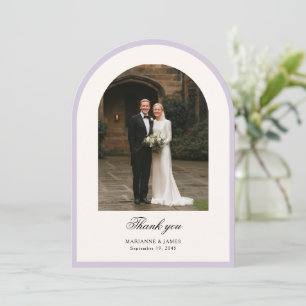 Elegant Modern Arch Photo Wedding Thank You Card