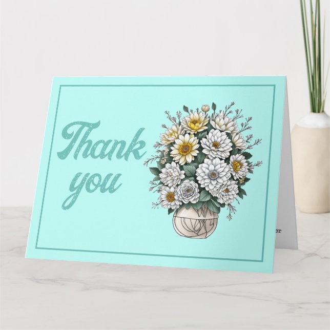 Elegant Modern Art Flower In A Vase Thank You Card (Front)