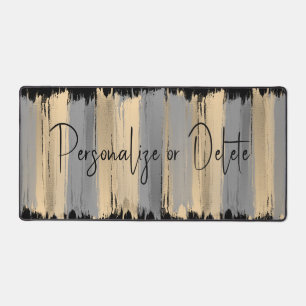 Elegant Modern Art Taupe Silver Grey Luxury Classy Desk Mat