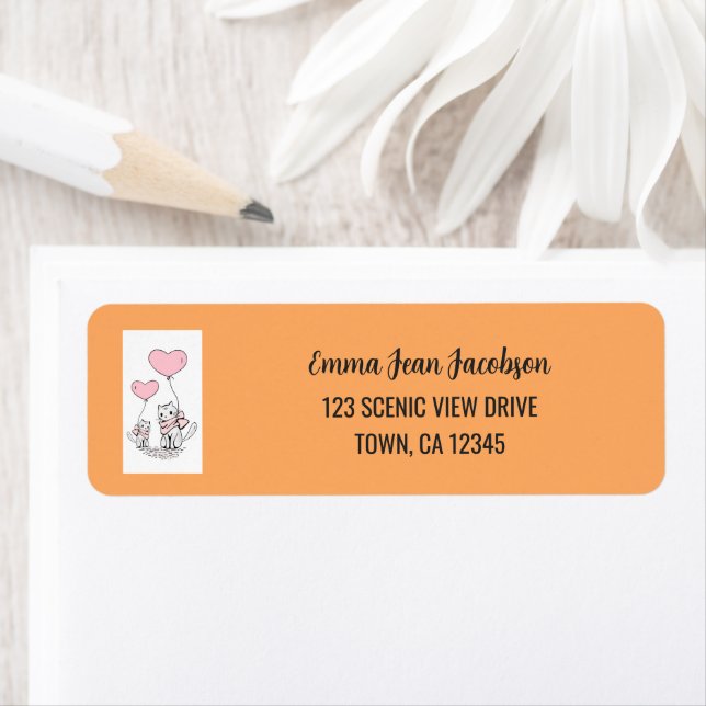 Elegant Modern Artsy Cat Mother Return Address  (Insitu)
