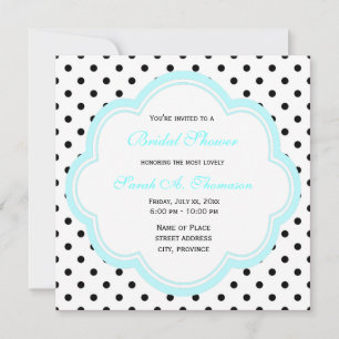 Elegant, modern  B&W polka dots bridal shower Invitation