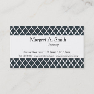 Elegant, modern b&w quatrefoil professional business card