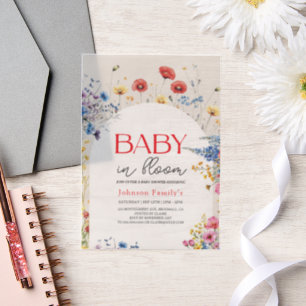 Elegant  modern Baby In Bloom Shower spring  Invit Vellum Invitations