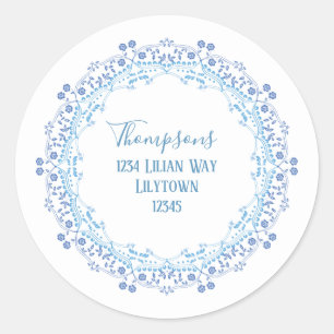Elegant Modern Baby Shower Return Address Classic Round Sticker