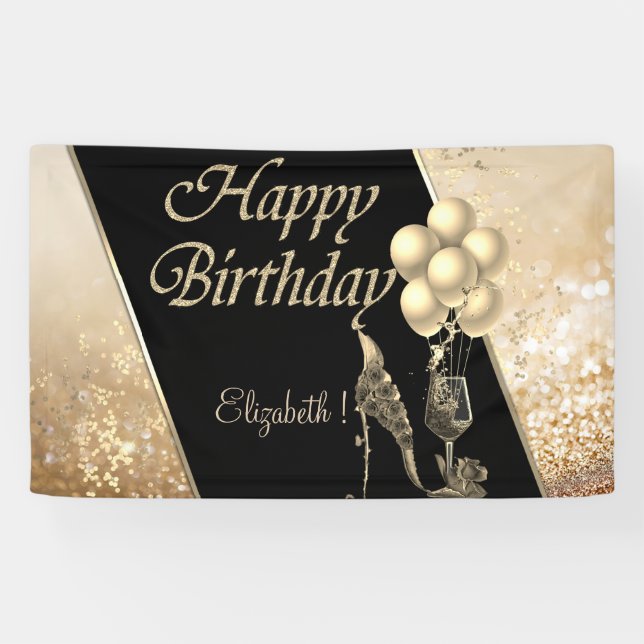 Elegant Modern ,Balloons,Glass,Flowers High Heel Banner (Horizontal)