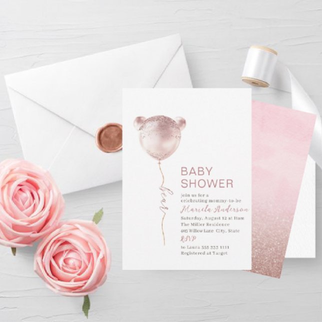 Elegant Modern Bear Baby Shower Invitation (Creator Uploaded)