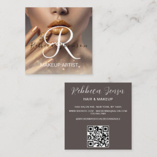 Elegant Modern Beauty Professional  Photo QR Code Square Business Card