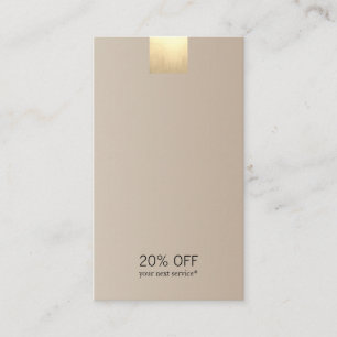 Elegant Modern Beige Gold Accent Discount Vertical Business Card