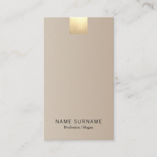 Elegant Modern Beige Gradient Gold Accent Vertical Business Card