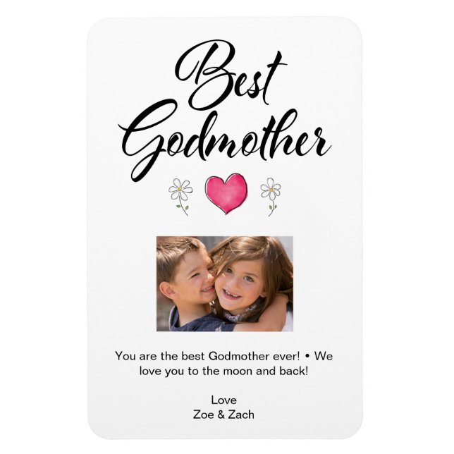 Elegant, Modern Best Godmother Custom Magnet (Vertical)