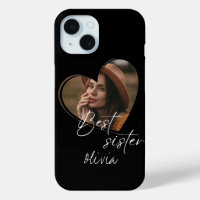Elegant Modern Best Sister Photo Black