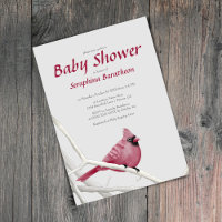Elegant Modern Bird Christmas Cardinal Baby Shower