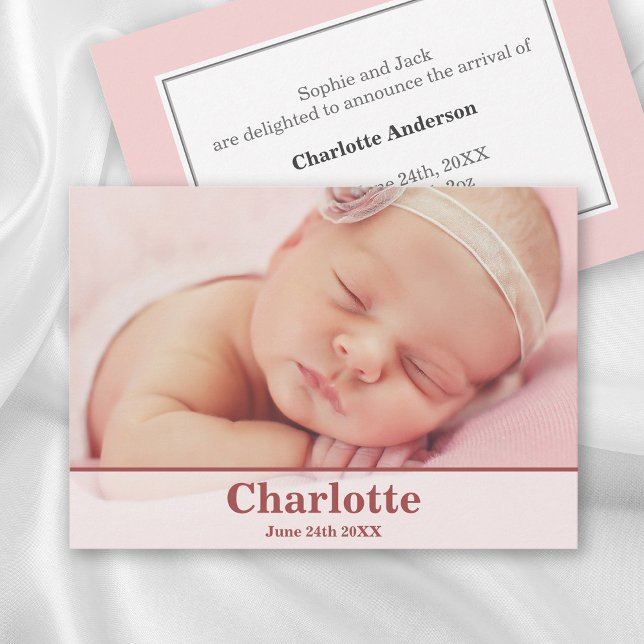 Elegant Modern Birth Announcement - Baby Pink (Creator Uploaded)
