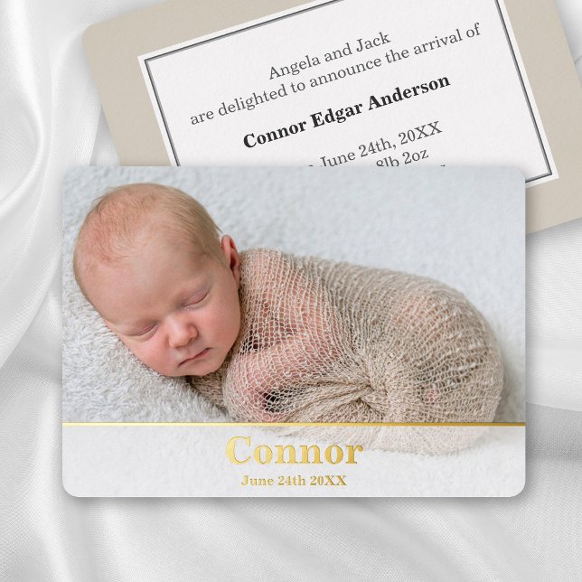 Elegant Modern Birth Announcement - Photo and Foil (Creator Uploaded)