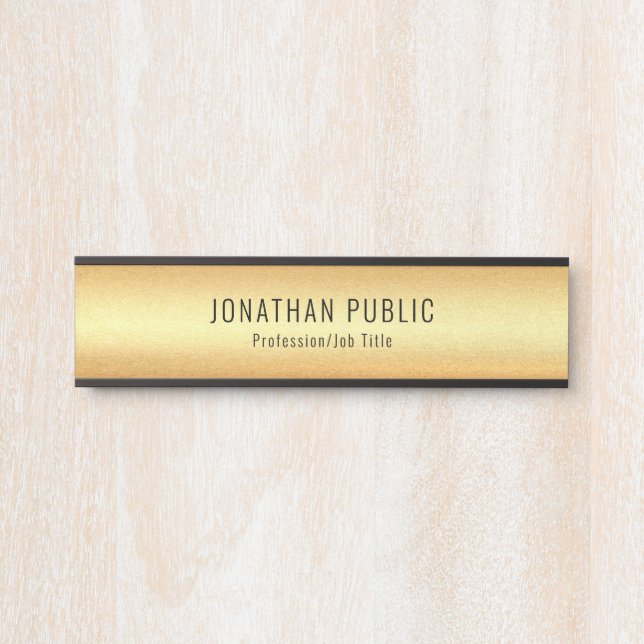 Elegant Modern Black And Gold Glamour Template Door Sign (Front)