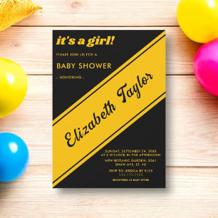 Elegant Modern Black And Gold Luxury Baby Shower Invitation