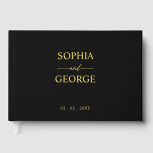 Elegant Modern Black and Gold Wedding Guest Book