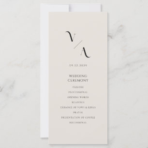 Elegant Modern Black and Ivory Wedding Program
