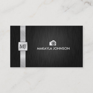 Elegant & Modern Black and Silver Photographer Business Card