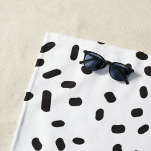 Elegant modern black and white beach towel