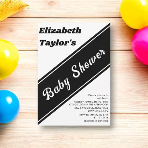 Elegant Modern Black And White Chic Baby Shower Invitation