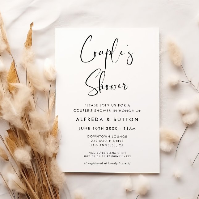 Elegant & Modern Black and White Couple's Shower Invitation (Creator Uploaded)