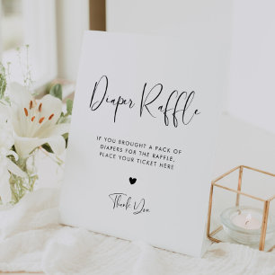 Elegant & Modern Black and White Diaper Raffle Pedestal Sign