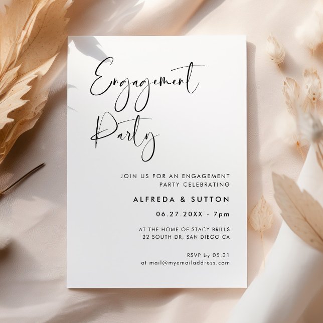 Elegant & modern black and white Engagement party Invitation (Creator Uploaded)