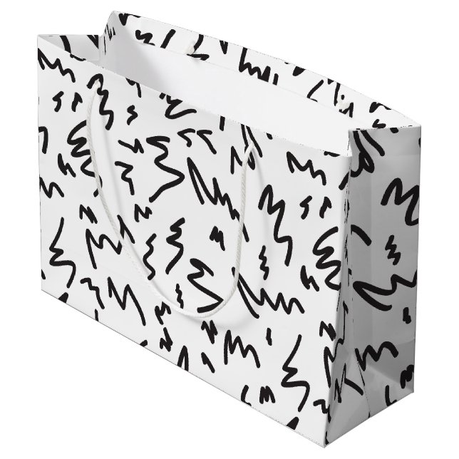 Elegant modern black and white gift bag (Back Angled)