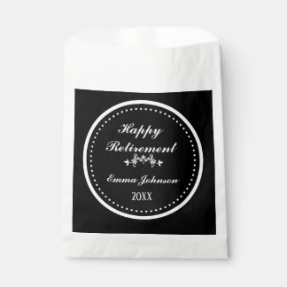Elegant Modern Black and White Happy Retirement Favour Bags