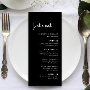 Elegant & Modern Black and White Let's eat Wedding Menu
