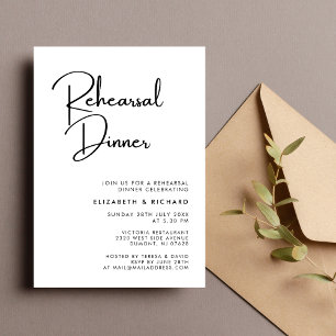 Elegant & Modern Black and White Rehearsal Dinner Invitation